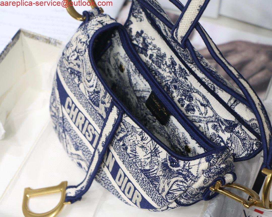 Replica Dior Saddle Bag M0446 Blue Toile de Jouy Embroidery