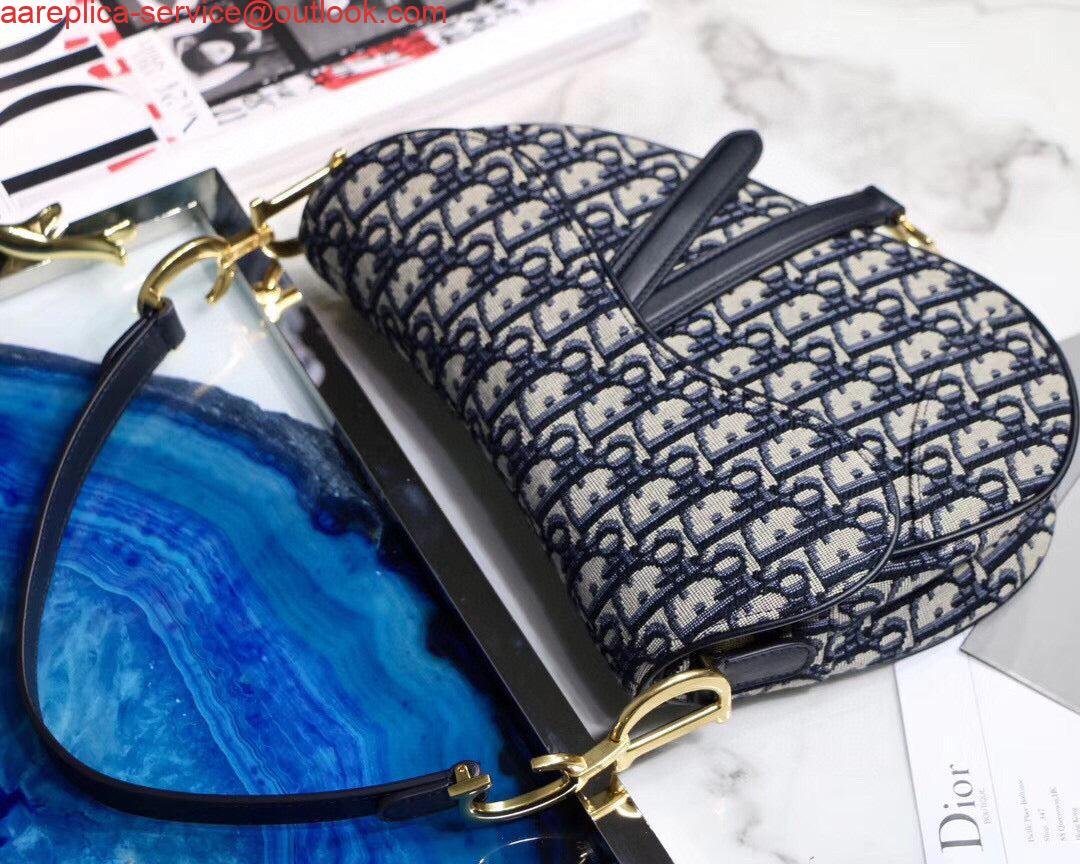 Replica Dior Saddle Bag M0446 Blue Dior Oblique Jacquard