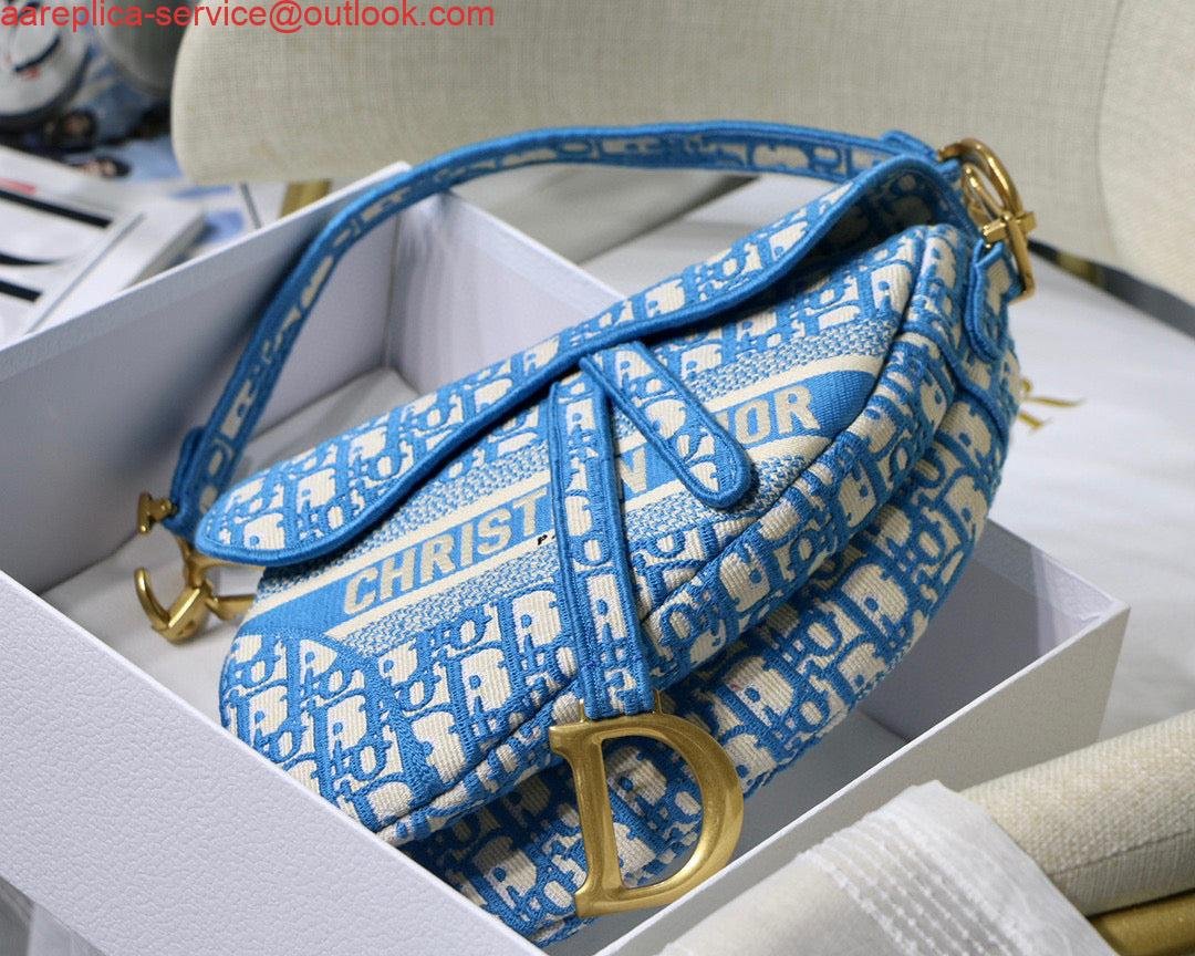 Replica Dior Saddle Bag Burgundy Dior Oblique Jacquard M0446 Blue