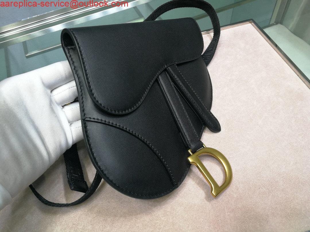 Replica Dior Saddle Belt Bag S5632 Black Goat leather