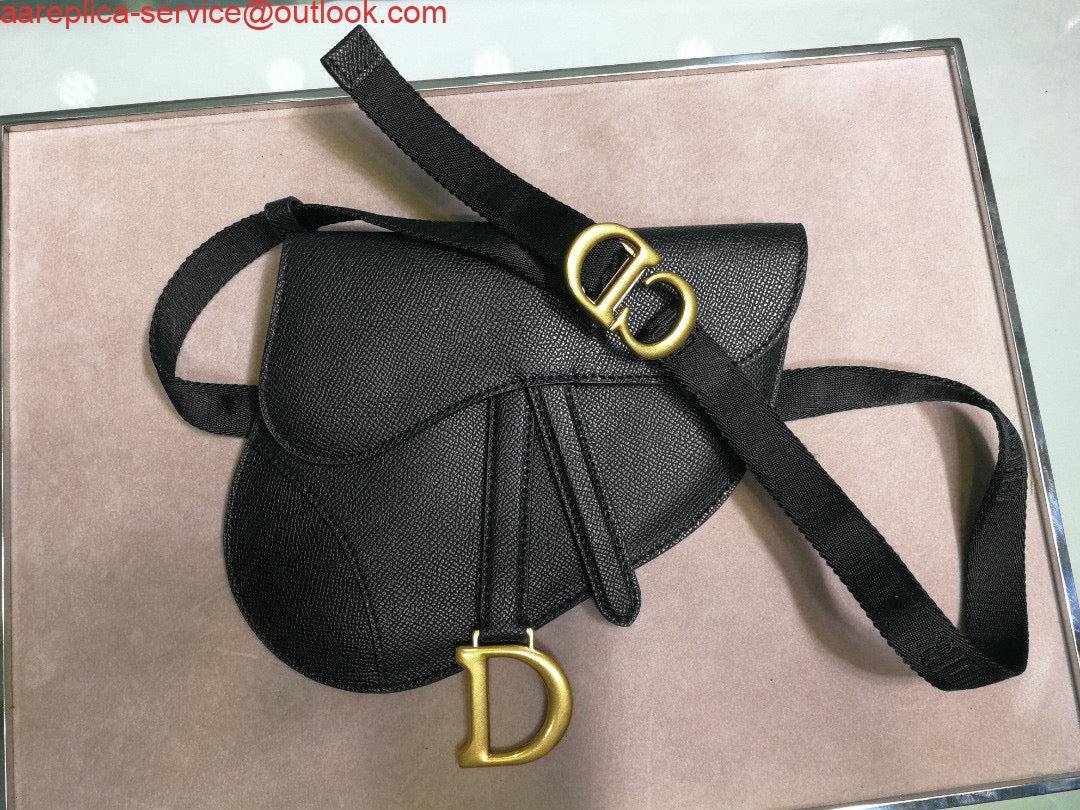 Replica Dior Saddle Belt Bag S5632 Black grained calfskin