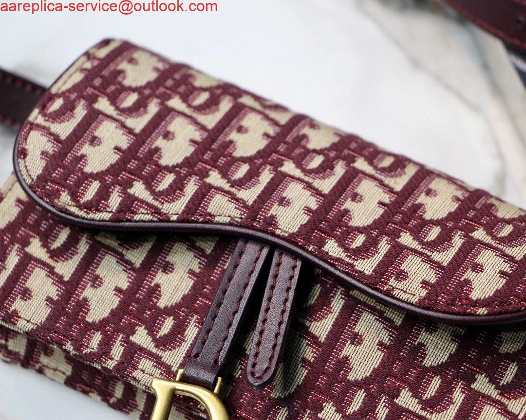 Replica Dior Saddle Belt Bag S5619 Red Dior Oblique Jacquard