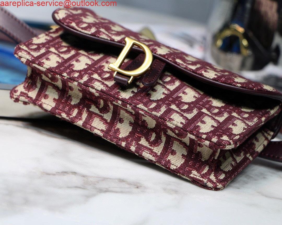 Replica Dior Saddle Belt Bag S5619 Red Dior Oblique Jacquard