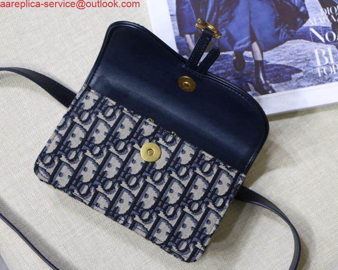 Replica Dior Saddle Belt Bag S5619 Blue Dior Oblique Jacquard