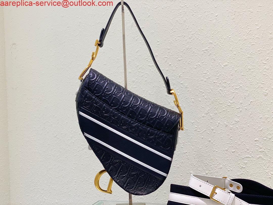 Replica Dior Saddle Bag M0446 Black Oblique Perforated and Embossed Calfskin