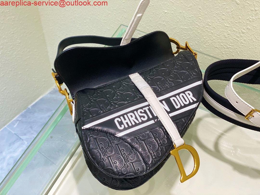 Replica Dior Saddle Bag M0446 Black Oblique Perforated and Embossed Calfskin