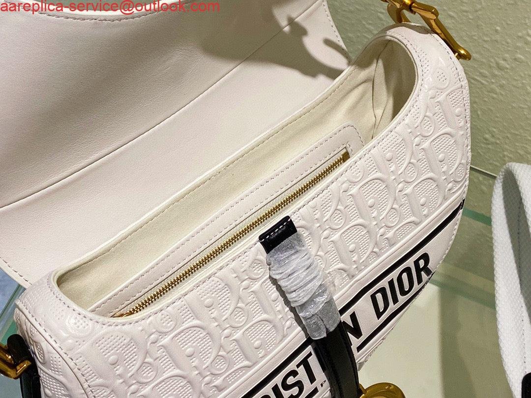 Replica Dior Saddle Bag White and Blue Dior Oblique Perforated Calfskin M0446