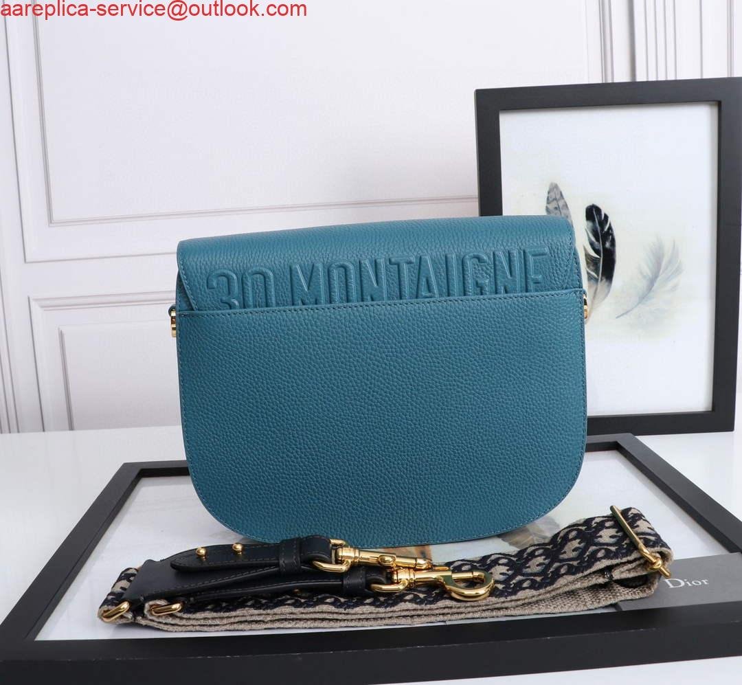 Replica Dior M9320 Large Bobby Bag Blue Grained Calfskin with Blue Dior Oblique Strap