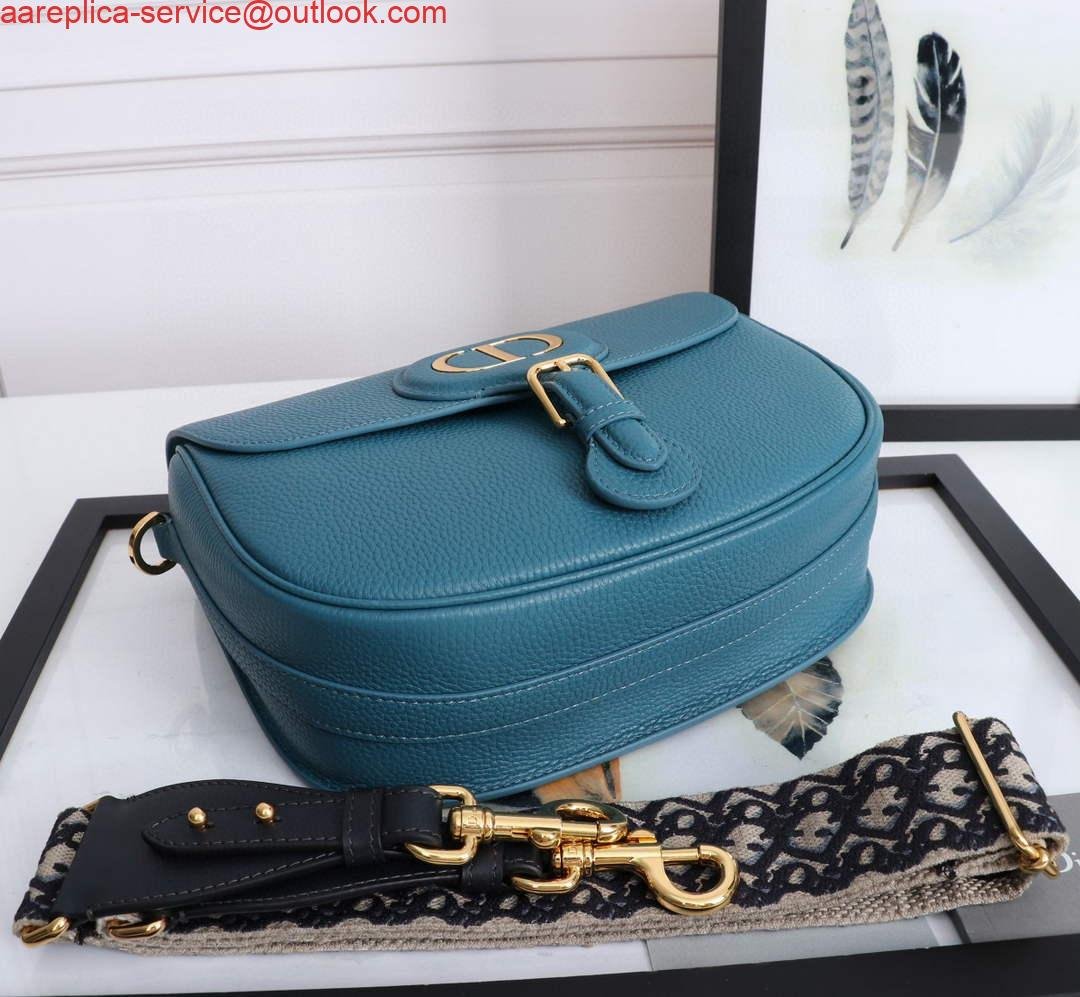 Replica Dior M9320 Large Bobby Bag Blue Grained Calfskin with Blue Dior Oblique Strap