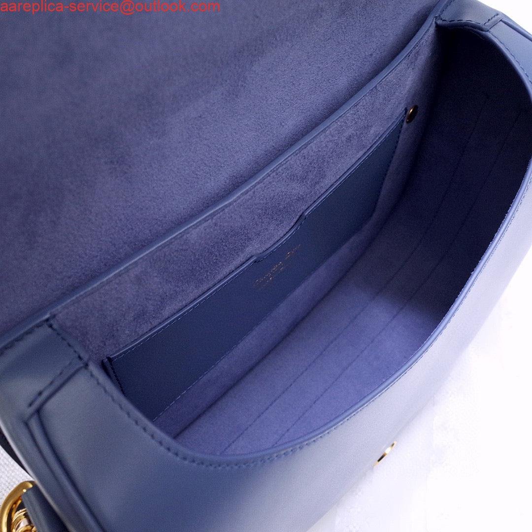Replica Dior M9320 Large Bobby Bag Blue Box Calfskin with Blue Oblique Strap