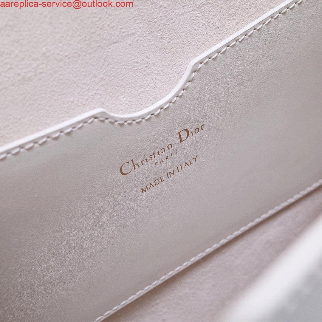 Replica Dior M9320 Large Bobby Bag white Box Calfskin with Blue Oblique Strap