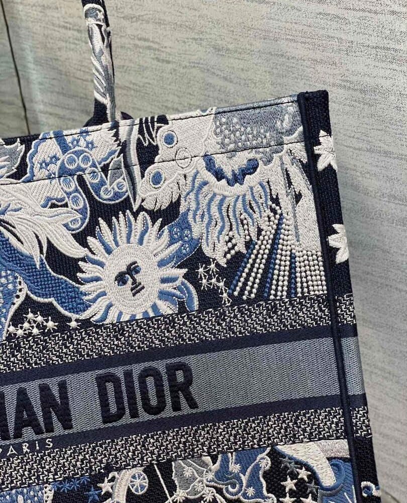 Replica Dior M1286 Large Book Tote Blue Multicolor Zodiac Fantastico Embroidery