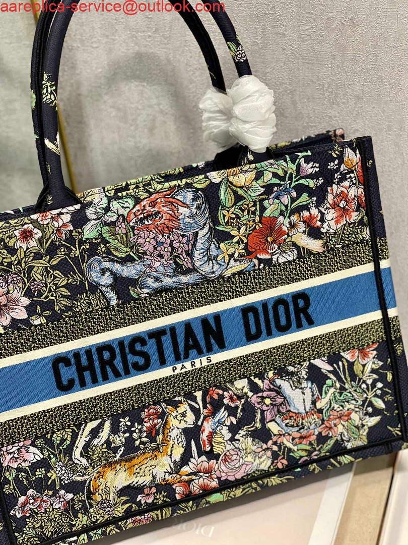 Replica Dior M1296 Medium Book Tote D-Constellation embroidery in shades of blue