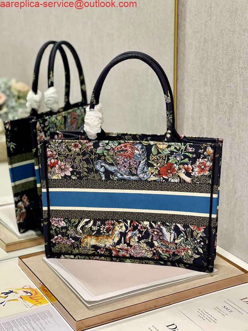 Replica Dior M1296 Medium Book Tote D-Constellation embroidery in shades of blue