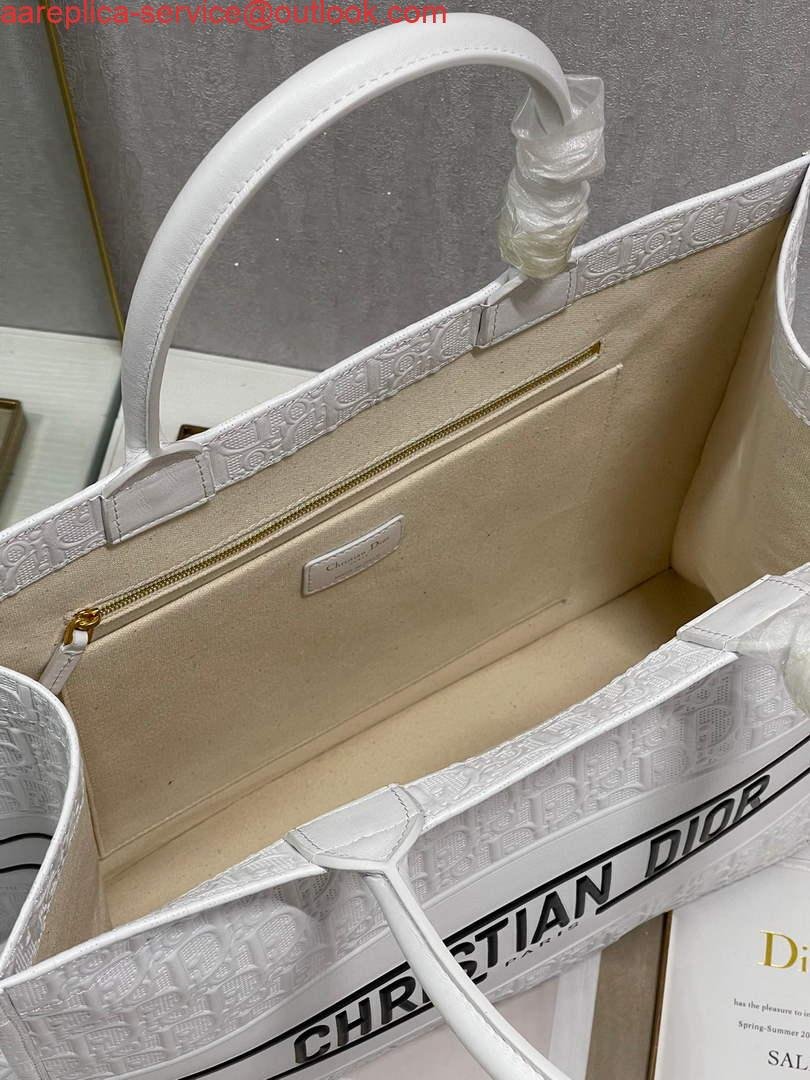 Replica Dior M1286 Large Book Tote White Perforated and Embossed Oblique Calfskin