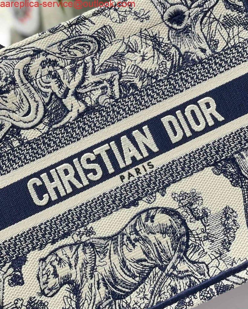 Replica Dior Book Tote M1265 Small Dior Toile De Jouy Reverse Embroidery Blue