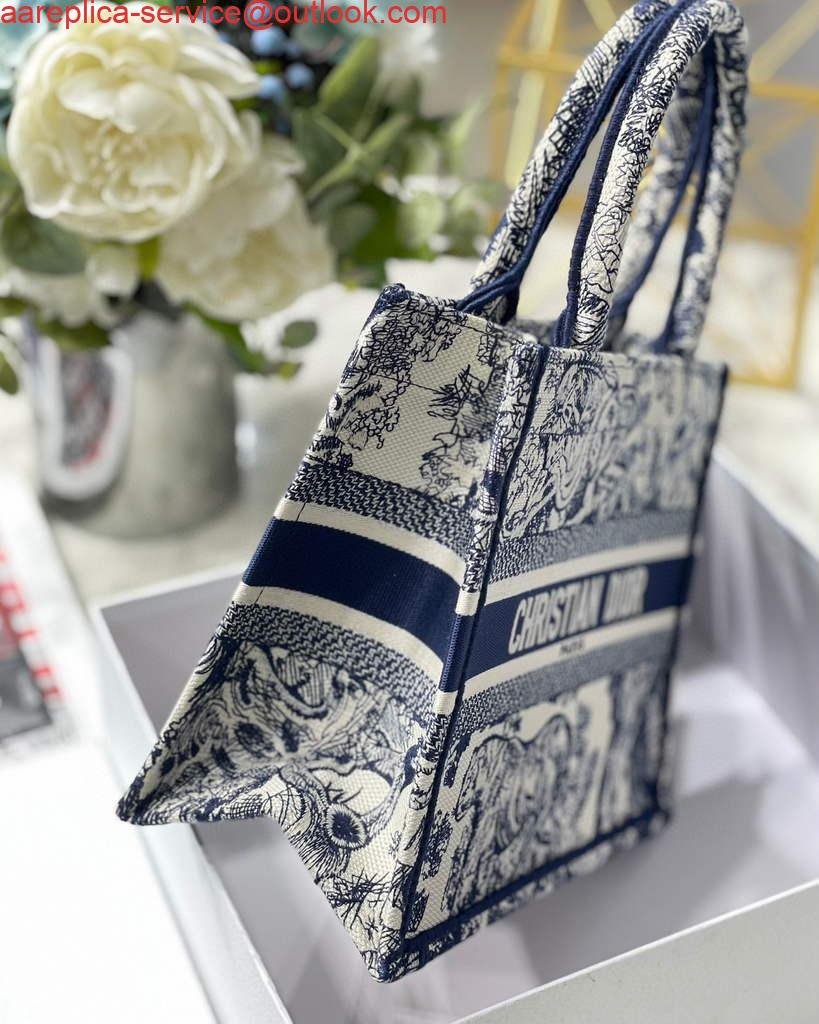 Replica Dior Book Tote M1265 Small Dior Toile De Jouy Reverse Embroidery Blue