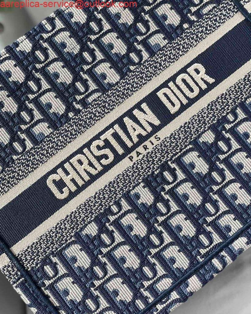 Replica Dior Book Tote M1265 Small Dior Oblique Embroidery Blue