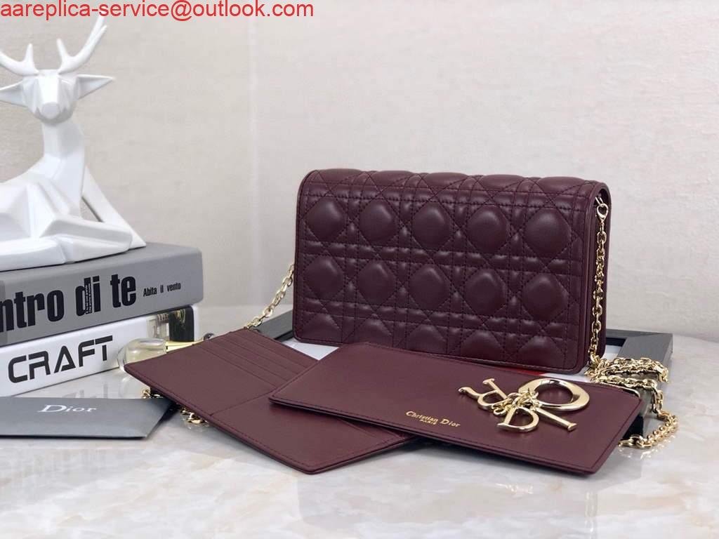 Replica Dior S0204 Lady Dior Pouch Ultramatte Cannage Calfskin Wine red