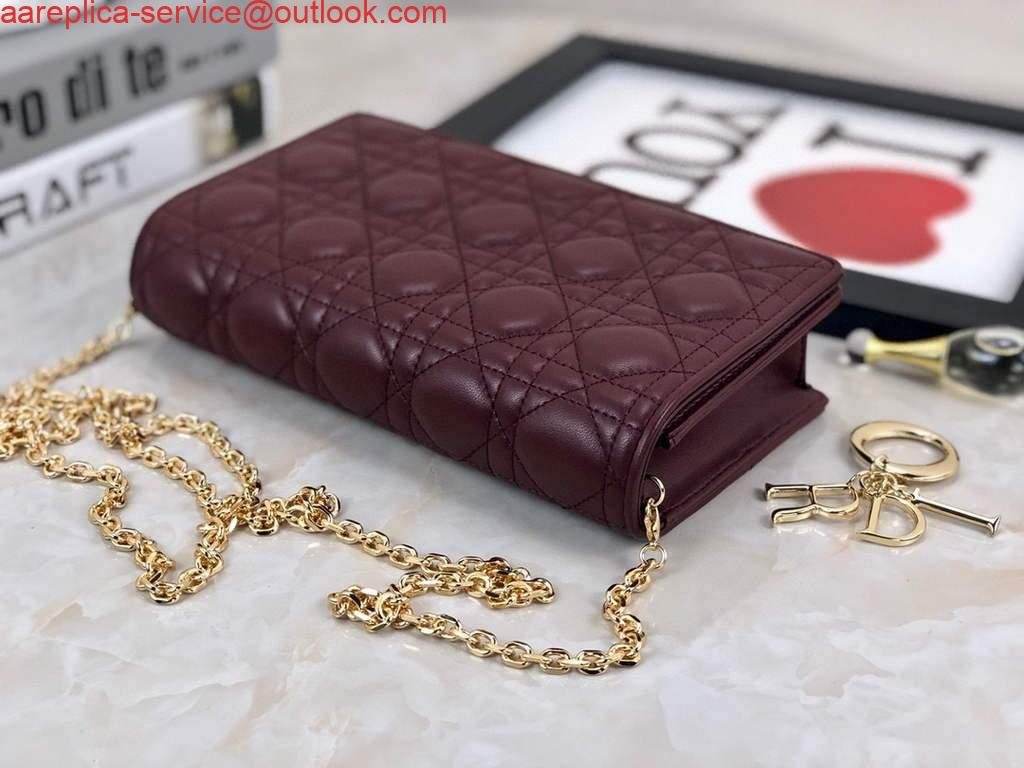 Replica Dior S0204 Lady Dior Pouch Ultramatte Cannage Calfskin Wine red