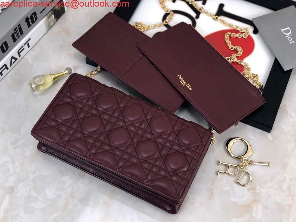 Replica Dior S0204 Lady Dior Pouch Ultramatte Cannage Calfskin Wine red