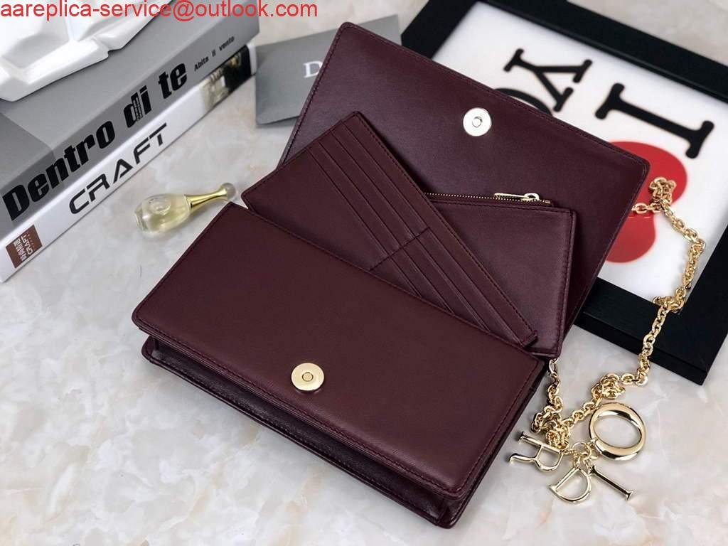 Replica Dior S0204 Lady Dior Pouch Ultramatte Cannage Calfskin Wine red