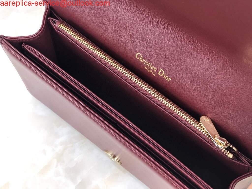 Replica Dior S0204 Lady Dior Pouch Ultramatte Cannage Calfskin Wine red