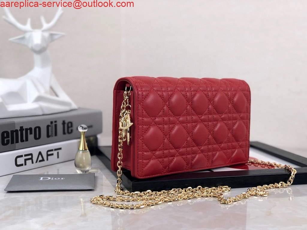 Replica Dior S0204 Lady Dior Pouch Ultramatte Cannage Calfskin Red