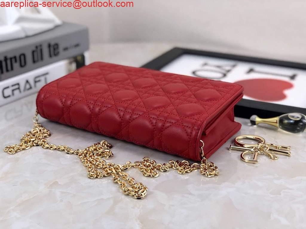 Replica Dior S0204 Lady Dior Pouch Ultramatte Cannage Calfskin Red