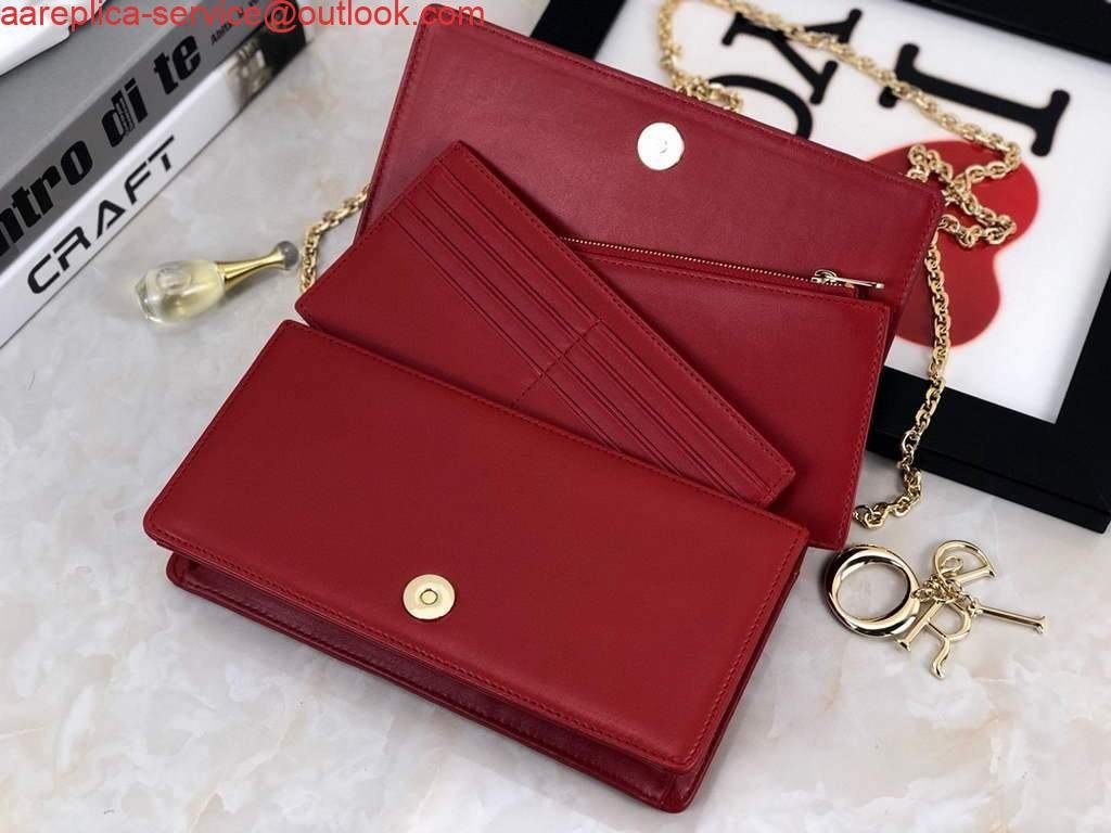 Replica Dior S0204 Lady Dior Pouch Ultramatte Cannage Calfskin Red