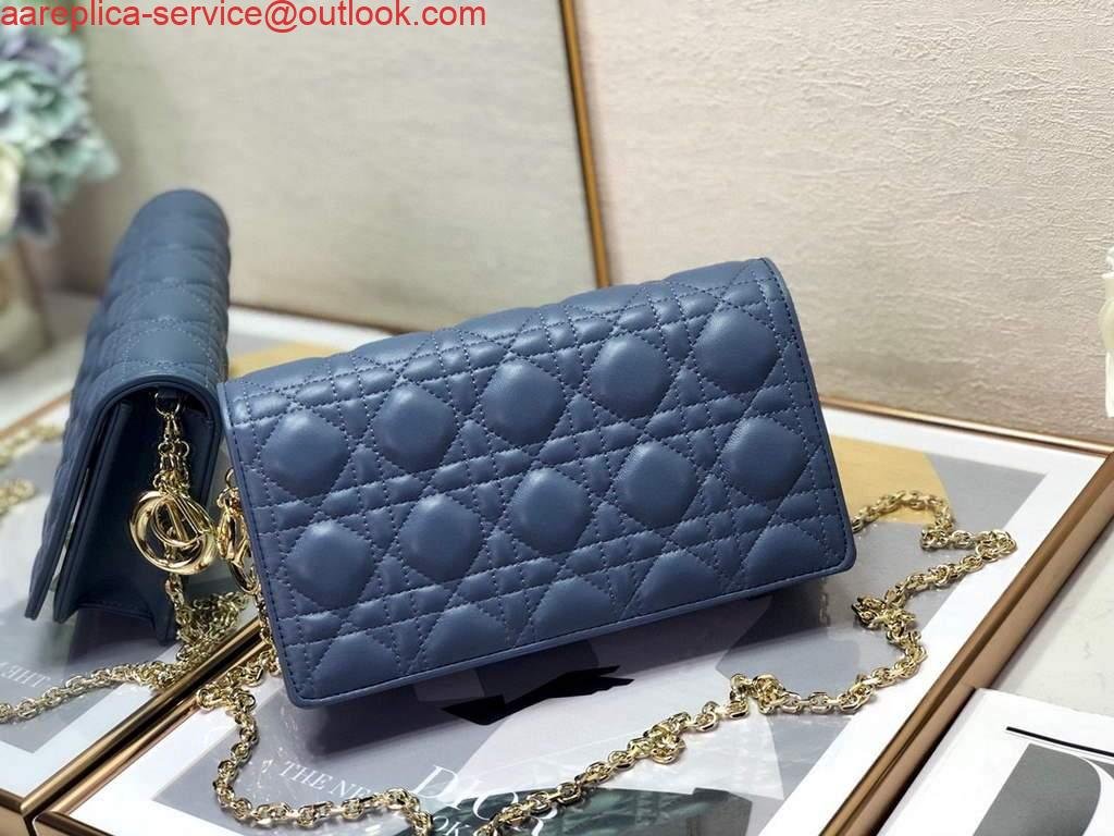 653334f28c69e.jpg Replica Dior S0204 Lady Dior Pouch Ultramatte Cannage Calfskin Blue