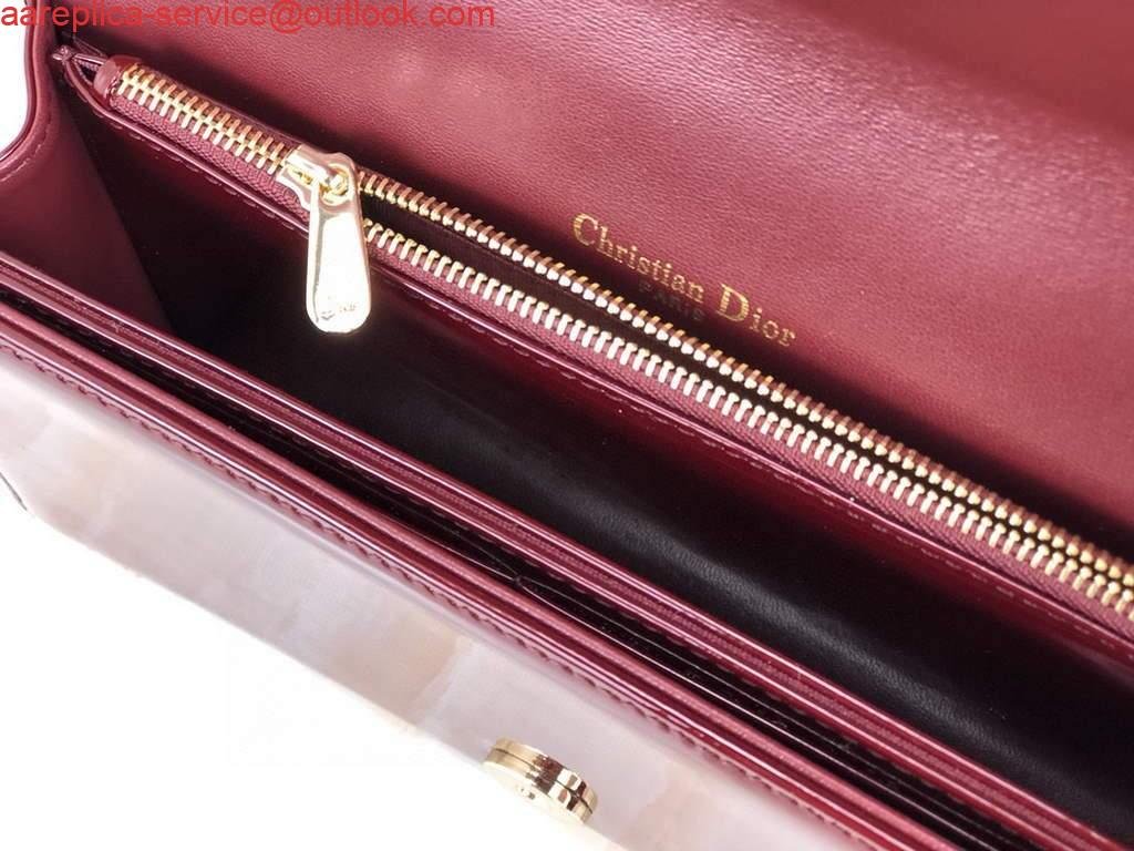 Replica Dior S0204 Lady Dior Pouch Patent Cannage Calfskin Wine Red