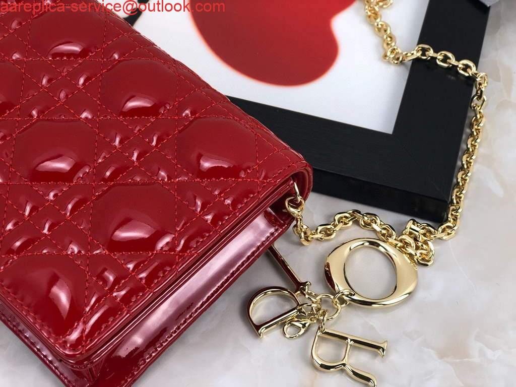 Replica Dior S0204 Lady Dior Pouch Patent Cannage Calfskin Red