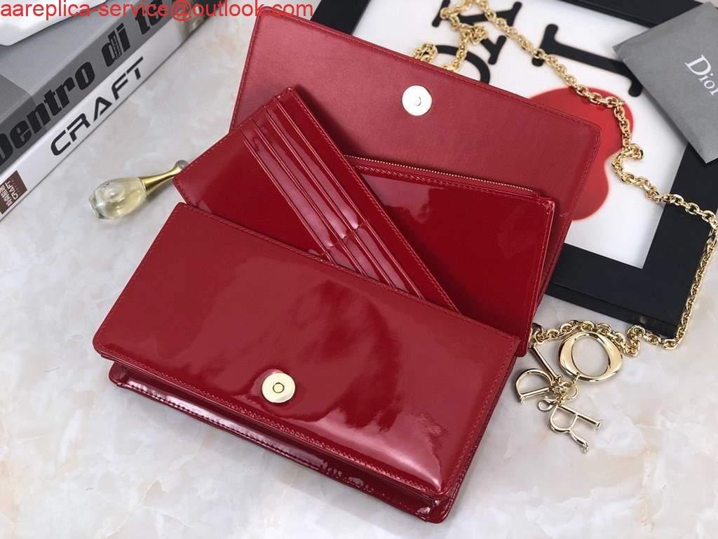 Replica Dior S0204 Lady Dior Pouch Patent Cannage Calfskin Red