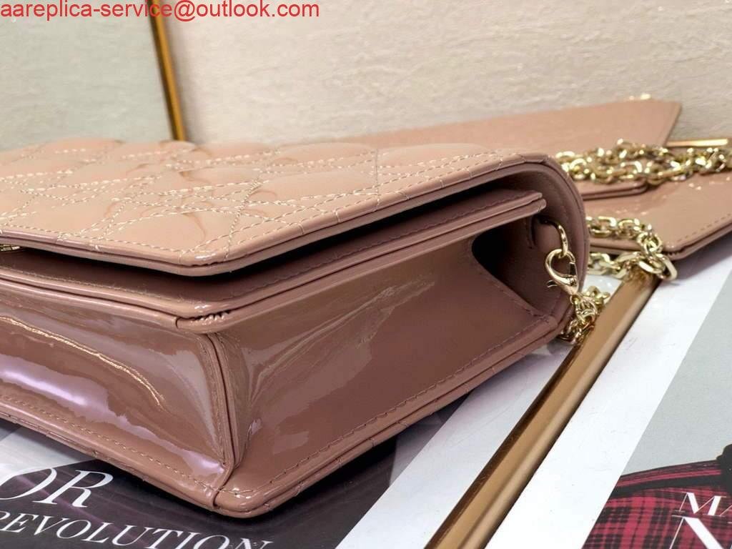 6533351e8419d.jpg Replica Dior S0204 Lady Dior Pouch Patent Cannage Calfskin Light Pink