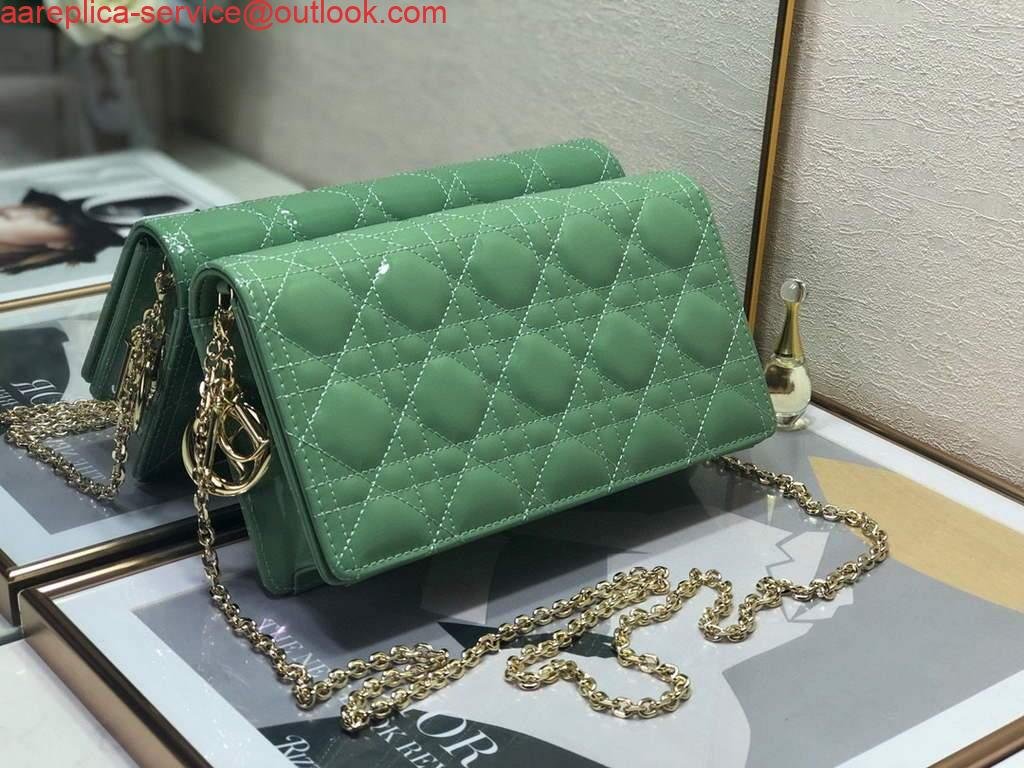 653335236f278.jpg Replica Dior S0204 Lady Dior Pouch Patent Cannage Calfskin Green