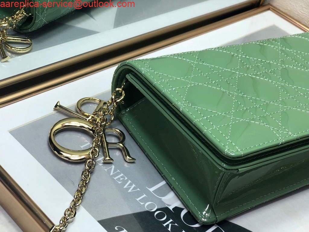65333526d8e07.jpg Replica Dior S0204 Lady Dior Pouch Patent Cannage Calfskin Green