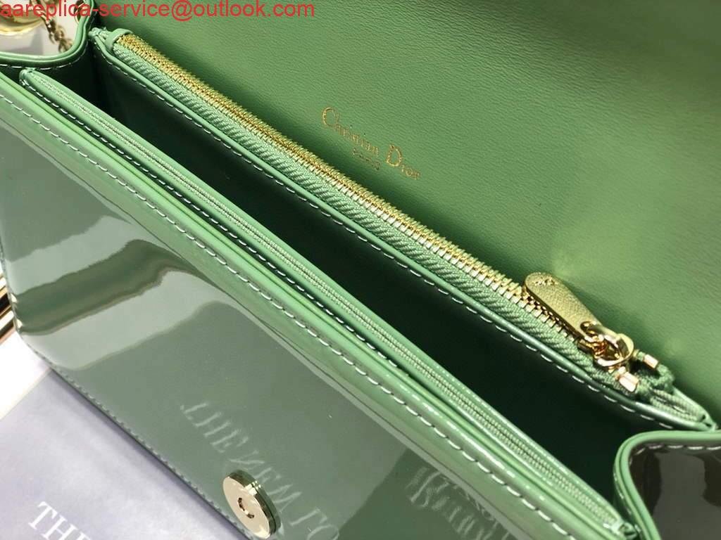 6533352934b5f.jpg Replica Dior S0204 Lady Dior Pouch Patent Cannage Calfskin Green