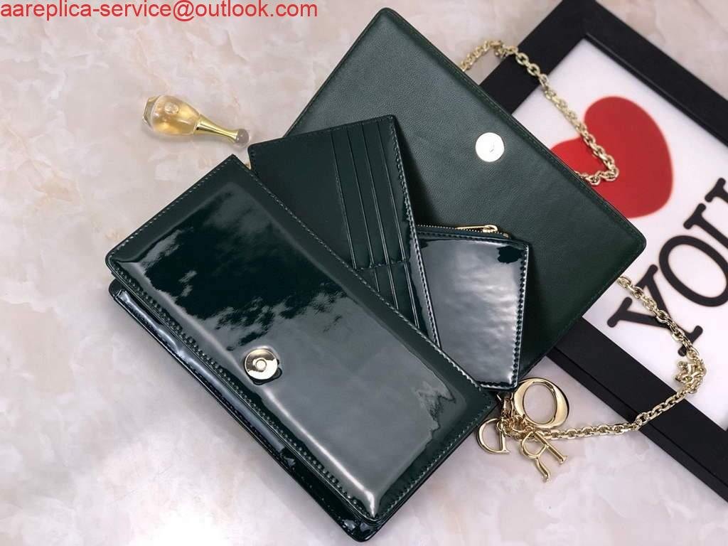 65333530f2fea.jpg Replica Dior S0204 Lady Dior Pouch Patent Cannage Calfskin Dark green