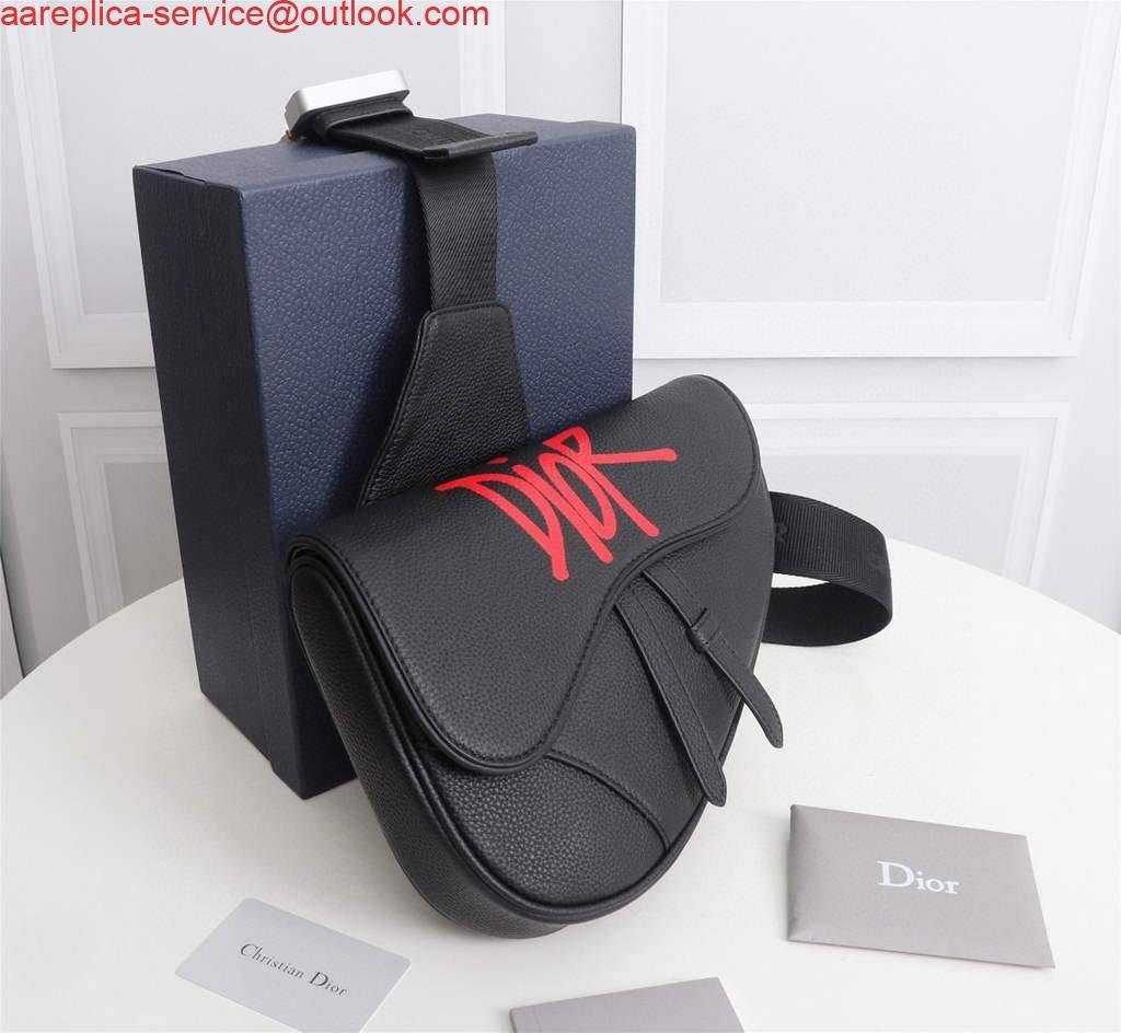 Replica Dior 1ADPO093 Saddle Men Bag Grained Calfskin Black