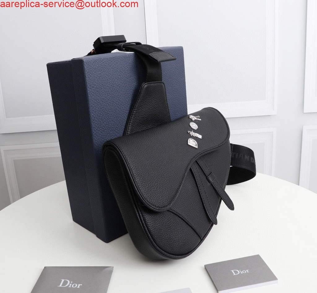 Replica Dior 1ADPO093 Saddle Men Bag Grained Calfskin Black