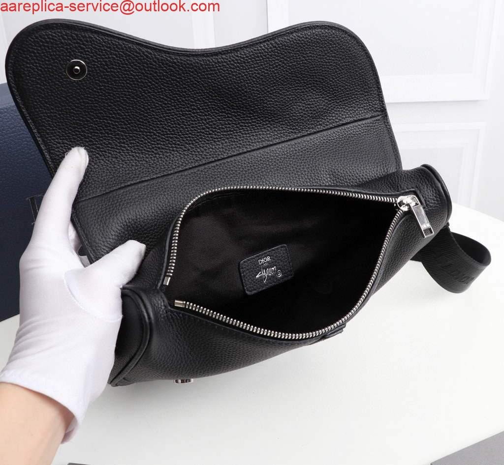 Replica Dior 1ADPO093 Saddle Men Bag Grained Calfskin Black