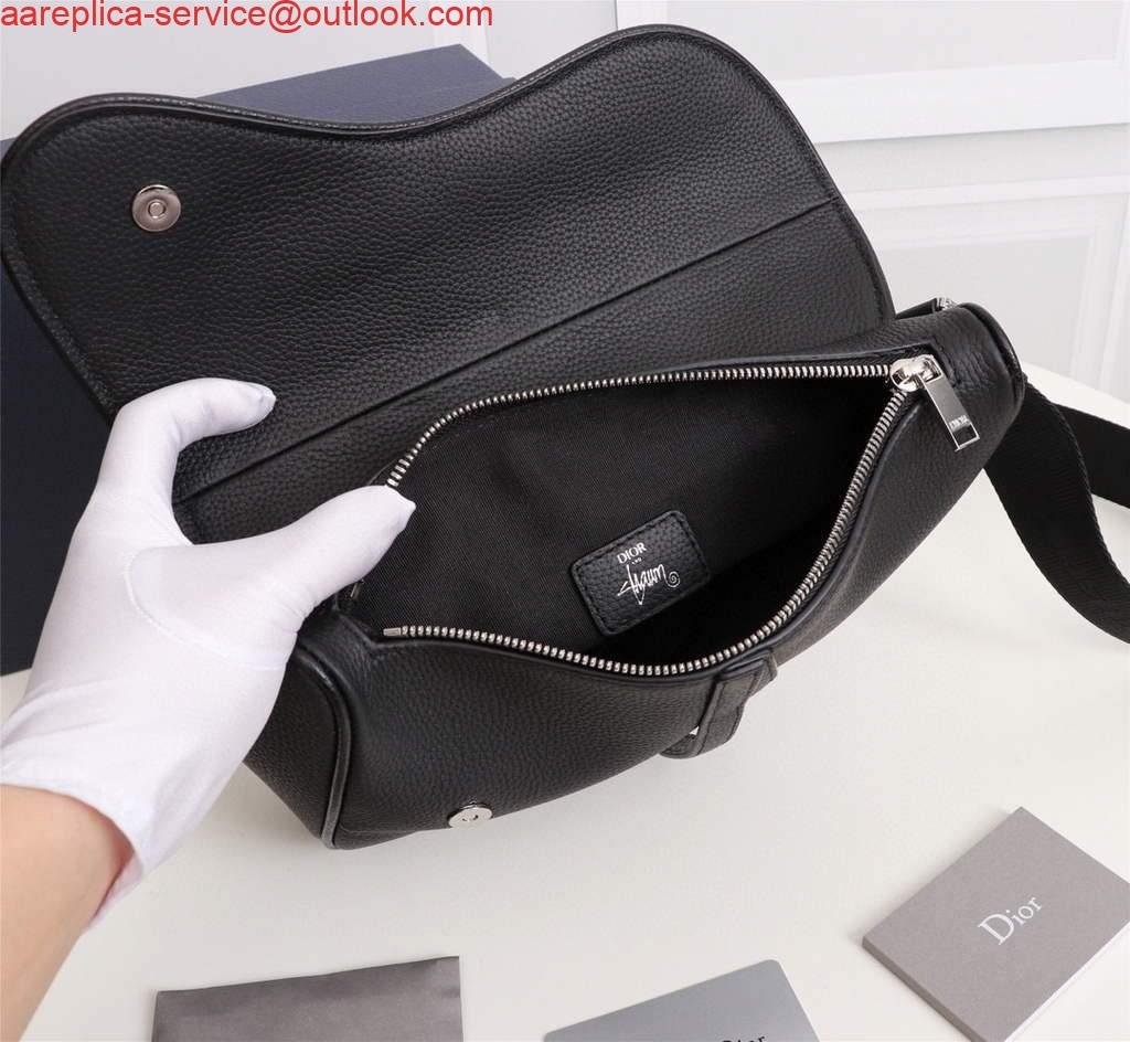 Replica Dior 1ADPO093 Saddle Men Bag Grained Calfskin Black