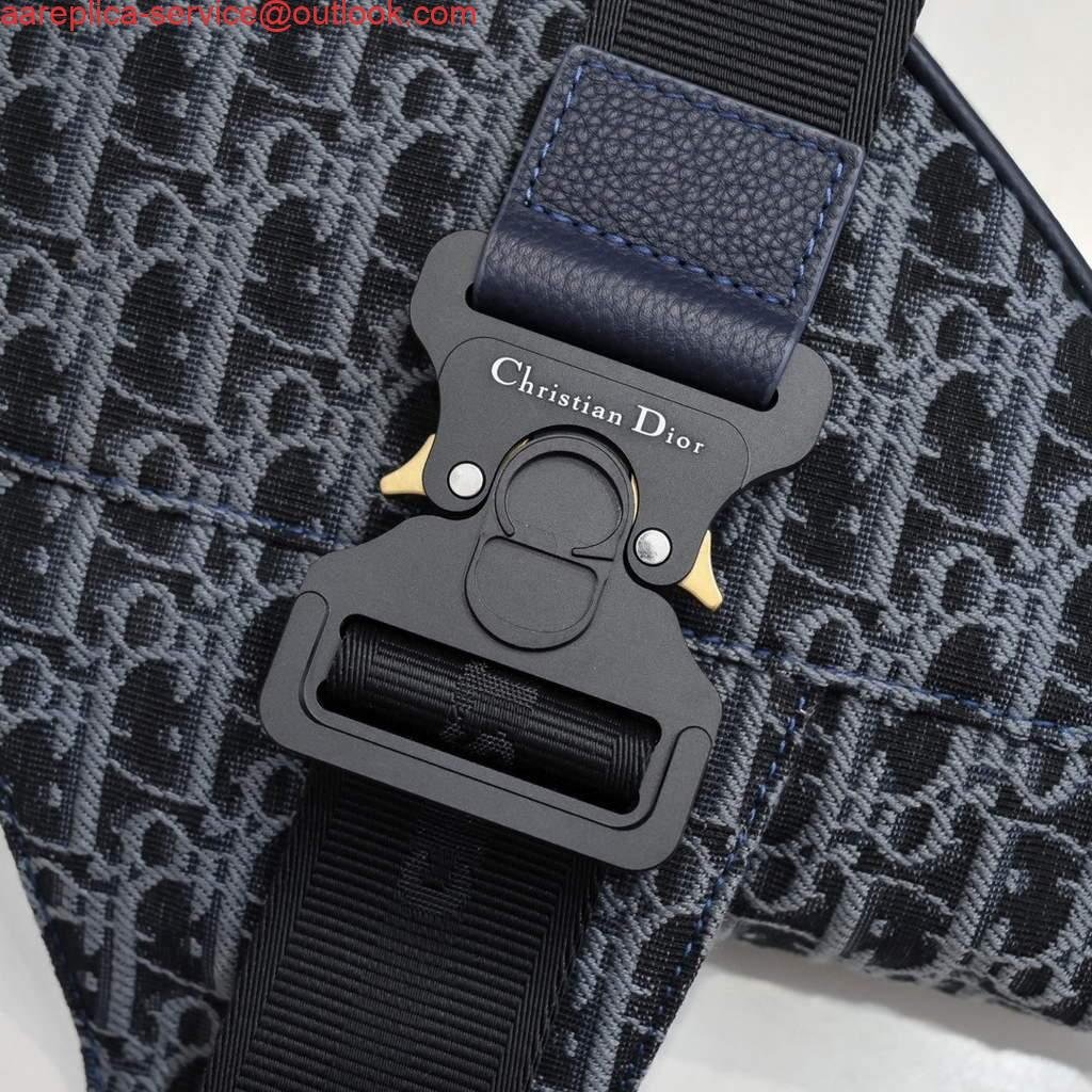 Replica Dior 1ADPO093 Saddle Men Bag Dior Oblique Jacquard Blue