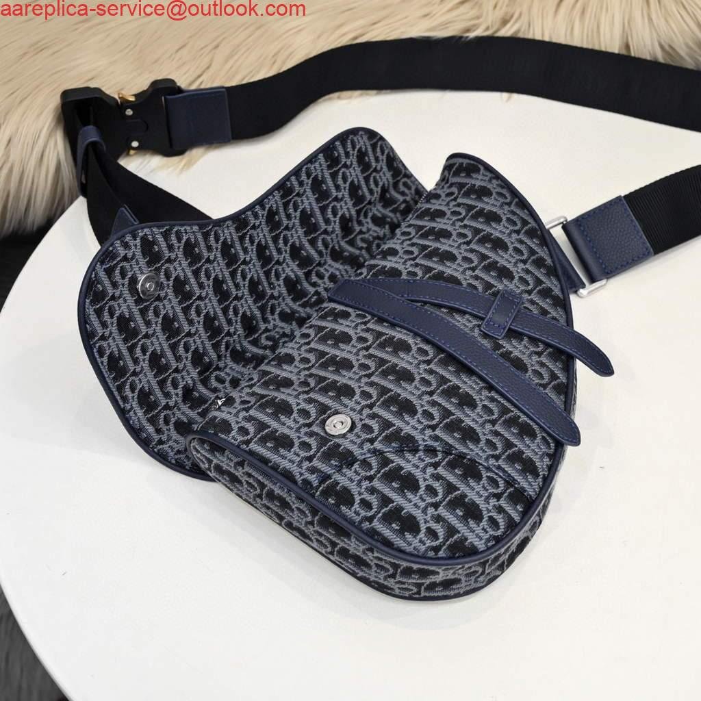 Replica Dior 1ADPO093 Saddle Men Bag Dior Oblique Jacquard Blue