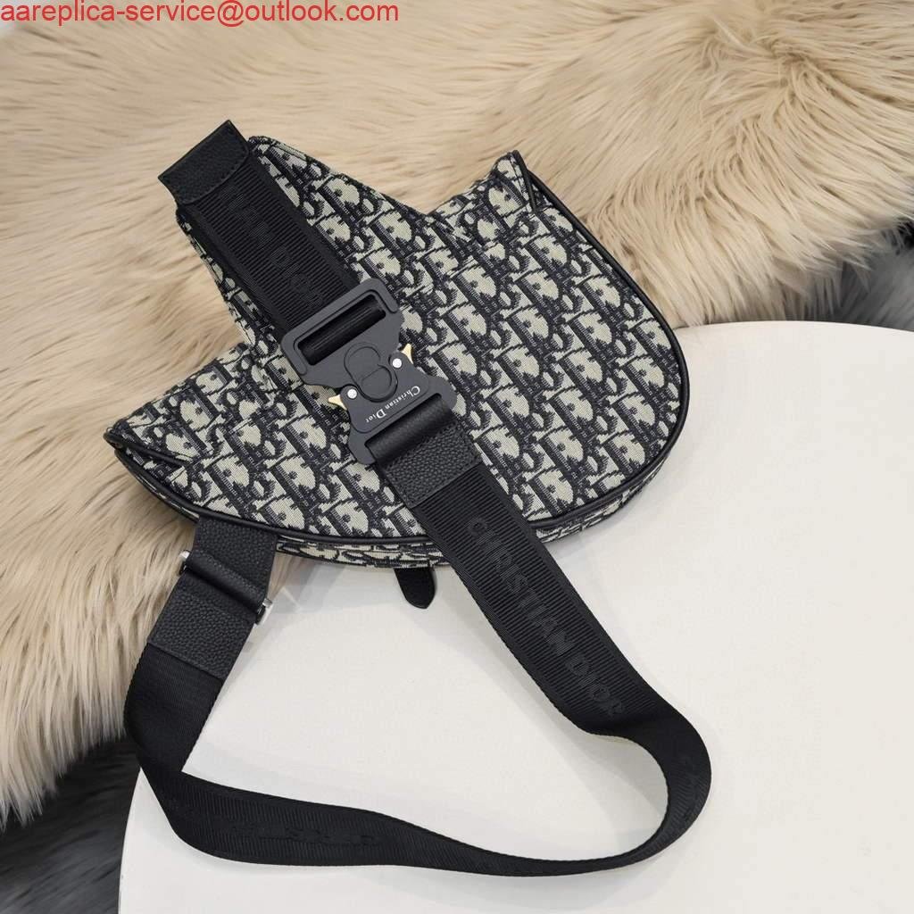Replica Dior 1ADPO093 Saddle Men Bag Dior Oblique Jacquard Black With Beige