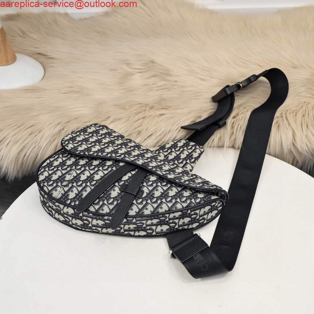 Replica Dior 1ADPO093 Saddle Men Bag Dior Oblique Jacquard Black With Beige