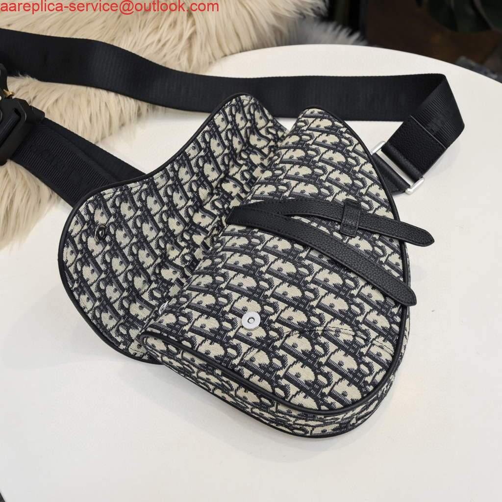 Replica Dior 1ADPO093 Saddle Men Bag Dior Oblique Jacquard Black With Beige