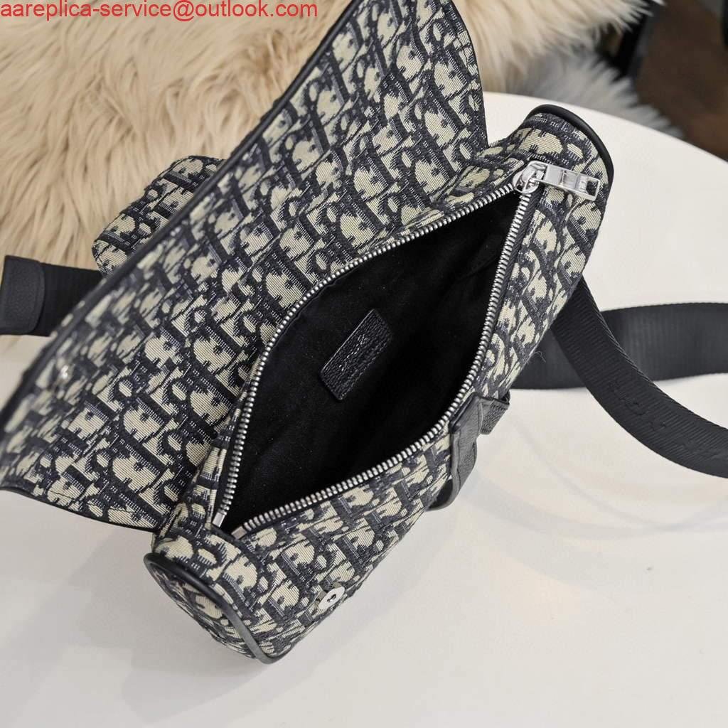 Replica Dior 1ADPO093 Saddle Men Bag Dior Oblique Jacquard Black With Beige