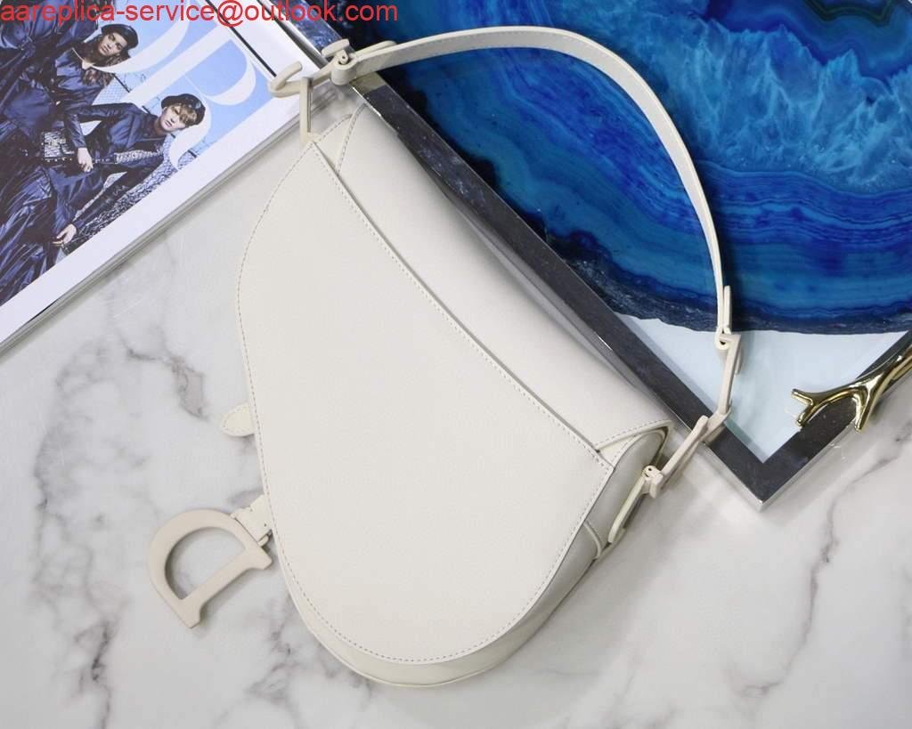 Replica Dior M0446 Dior Saddle Bag M0447 White Ultramatte Calfskin